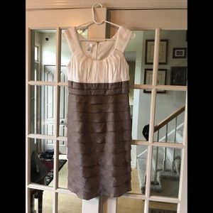 London Times size 8 tan and white dress